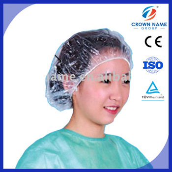 Transparent plastic PE shower cap