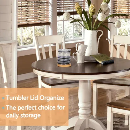 Space-Saving Bamboo Pantry Cabinet and Tumbler Cup Lid Organizer