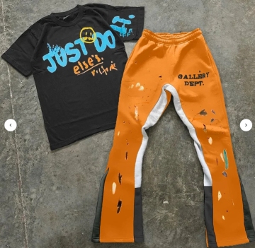 Black Custom Hip Hop Graphic Flare Pants & Track Suit Set for Men