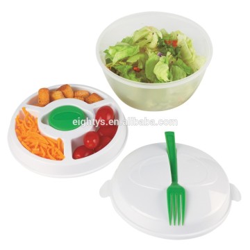 BPA free all in one salad bowl set, large plastic salad bowl with lid