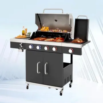 High Quality Stainless Steel Burner Gas Grill with Cabinets Wheels Household Commercial Outdoor Family