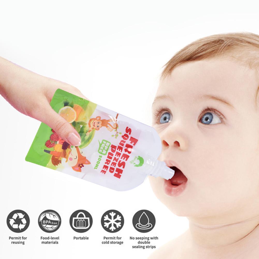 Baby Reusable Food Supplement Bag Homemade Puree Portable Fruit And Vegetable Food Pouch Milk Bag Milk Bag 8 Pack