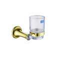 Wall Mounted Glass Tumbler with Gold Holder