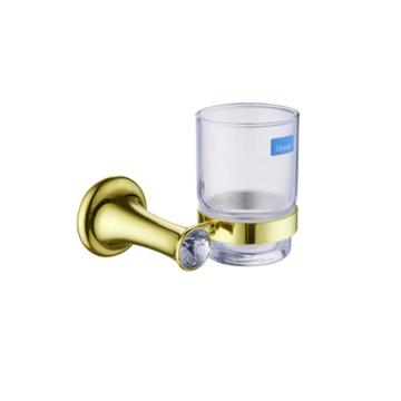 Wall Mounted Glass Tumbler with Gold Holder
