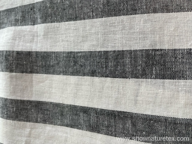 cotton linen yarn dyed stripe in black and white color