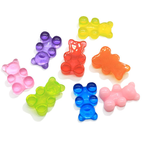 100Pcs Mix Jelly Color Bear Charm Flat Back Resin Cabochon Kawaii Decoration Craft DIY Jewelry Making Hair Accessories Scrapbook