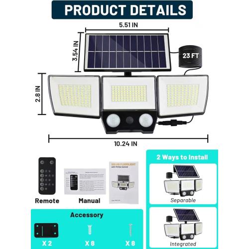 Luz de seguridad solar impermeable de 150W con sensor PIR