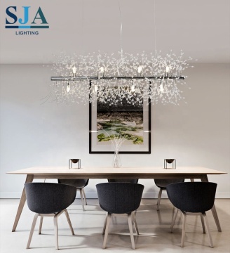 Dining Room Hotel Bar Crystal LED G9 Silver Golden Chandelier Pendant Light