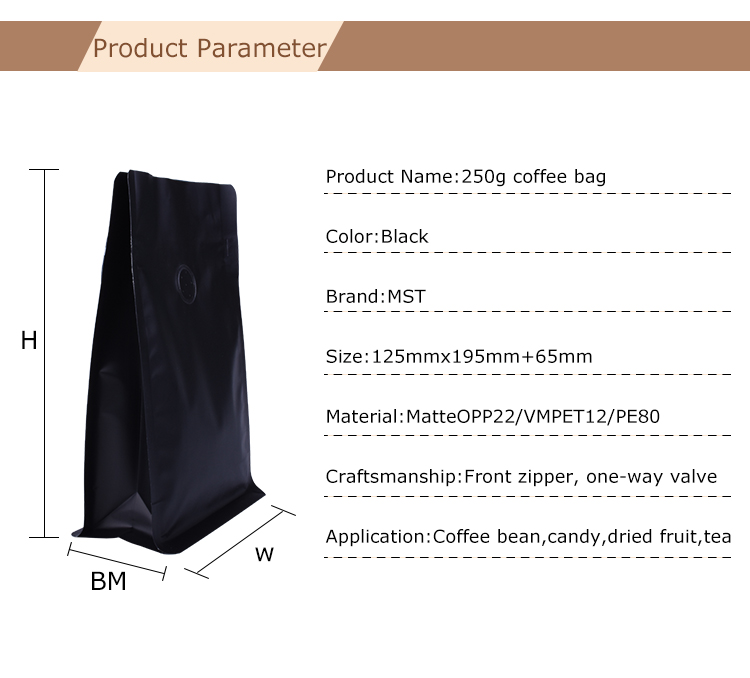 Flat Bottom Coffee Bags With Valve