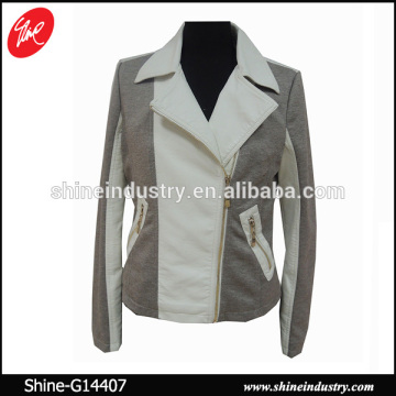 ladies fashionable Zipper Lapel collar jacket