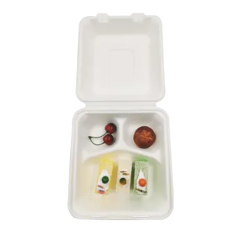 Biodegradable Sugarcane 8inch 3-compartment Container
