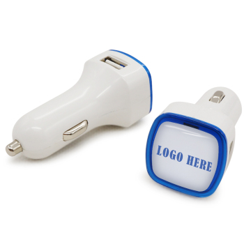 Senmei logo printed 2 usb car charger 2.1a portable mobile phone charger