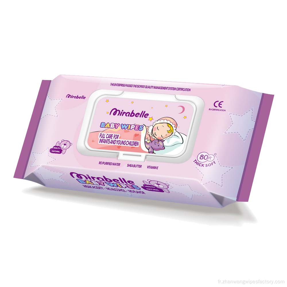 Lingettes humides nettoyantes naturelles pour bébé