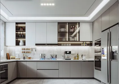 Kitchen and bathroom porcelain integrated countertop