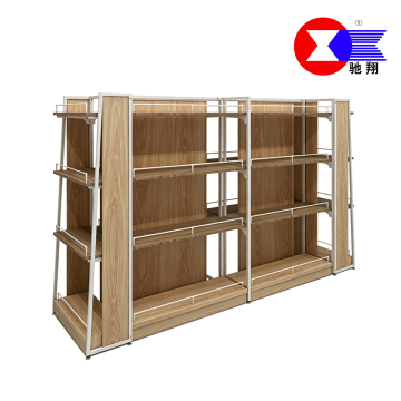 Double Sided Modular Wood Metal Gondola Shelving