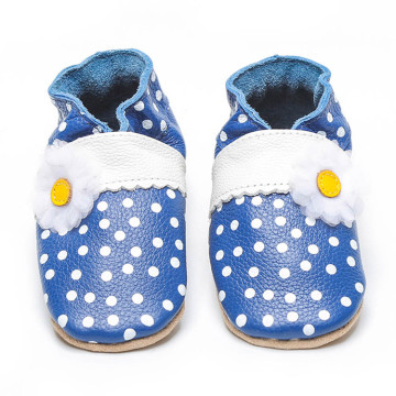 Blå print blød baby læder tøfler sko