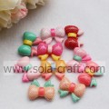 Colorful Acrylic Solid Bowtie Resin Beads for Hair Decoration for Girls