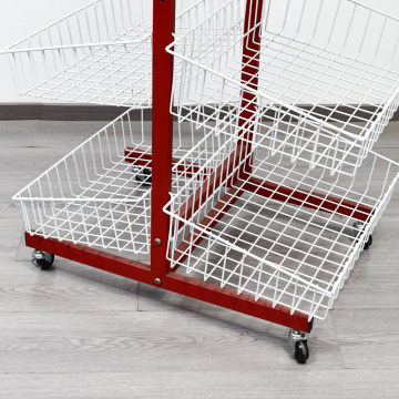 China Supermarket Double Sided Shelf with Hanging Basket Factory