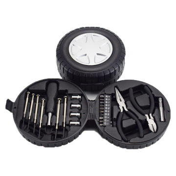 24-Piece Hardware Set with Tool Box and Car Tires as Gift