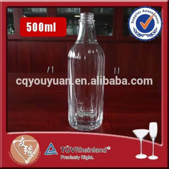 custom design empty cylinder 500 ml glass bottle for liquor