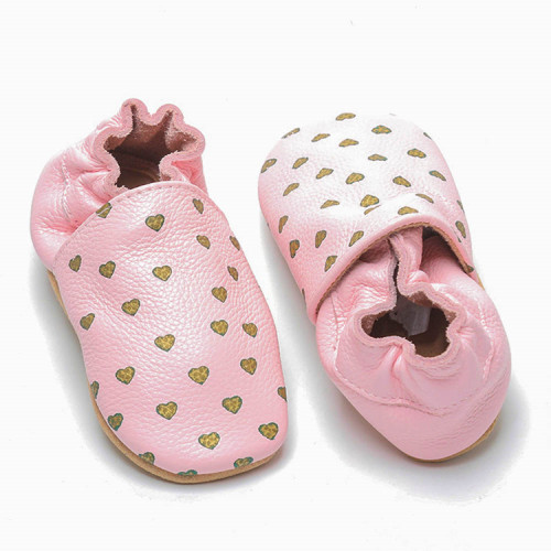 Pantofole in pelle morbida bambino rosa carino