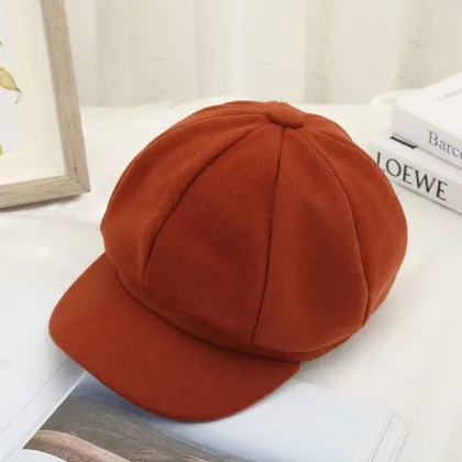 Retro art octagonal hat casual all-match wool beret