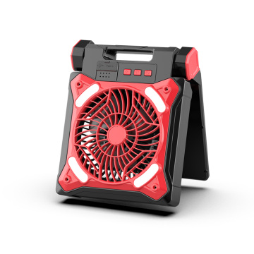 Solar-Powered USB Rechargeable Camping Fan with LED Lantern - 10800mAh Battery