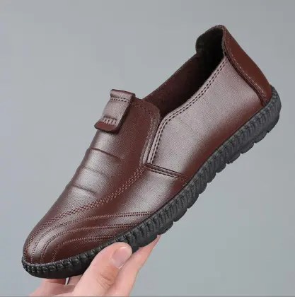 Popular Brown Leather Casual Men's Shoes: Doudou Pu Soft Face British Style