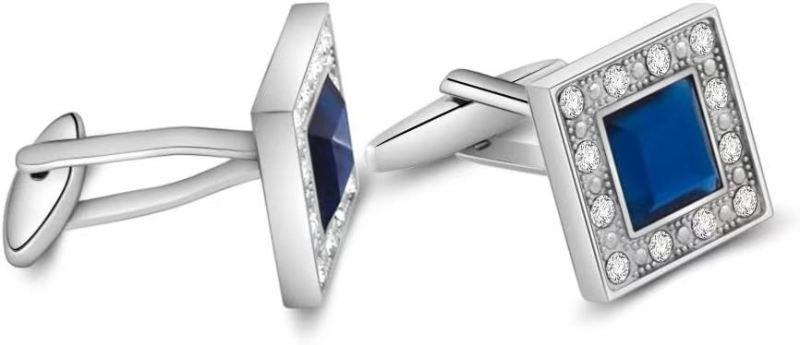Blue Navy Crystal Square Cufflinks