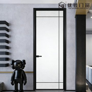 Porta de vidro moderna e minimalista com moldura preta