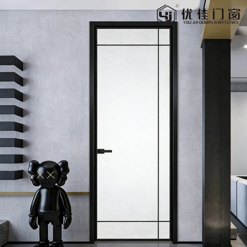 현대적인 미니멀리스트 블랙 프레임 유리문