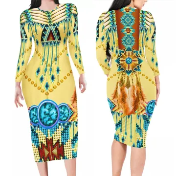 Wholesale High-Quality Knitted Bodycon Winter Dress with African Tribal Print