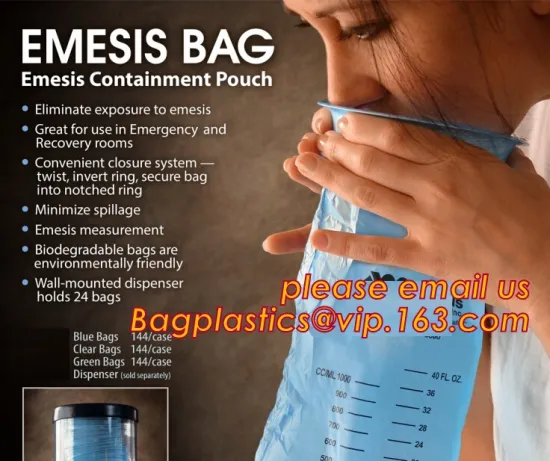 High Quality 1000ML New Blue Emesis Plastic Vomit Bag, Standard size medical vomit bag&vomit holder&emesis bag