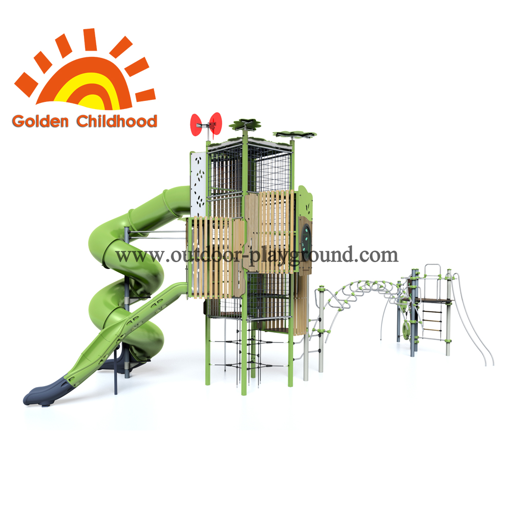 Single Turbo Tube Tower Outdoor Playground Equipment For Children