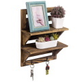 Wall Shelf Rustic 2-Tier Wood Wall Mounted Storage Shelf Hooks Supplier