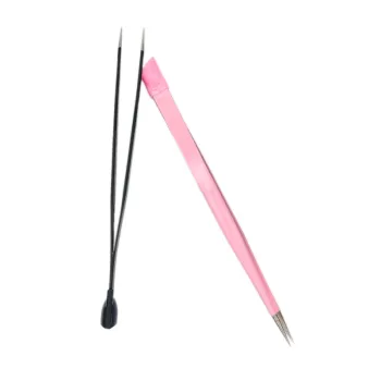 Professional Double-Headed Diamond Clamp Stainless Steel Eyelash & Nail Tips Tweezers