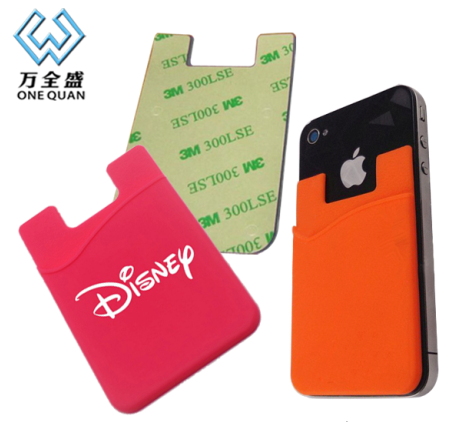 eco-friendly custom silicone card holder for mobile phone with 3m sticker for promotion