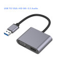 USB 2-en-1 a VGA+HD-MI+3.5 Converter de audio