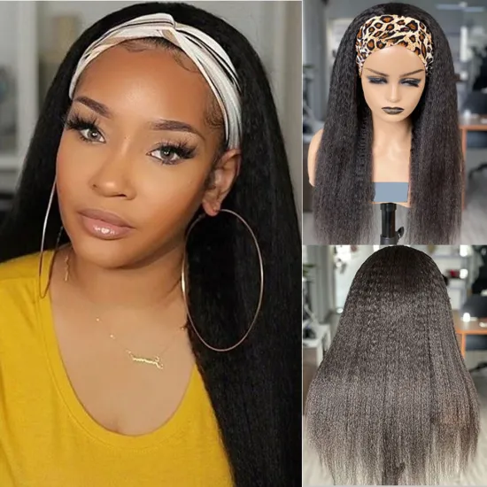 BIS 28 Brazilian 100% human hair straight headband  wigs seamless wigs 150 density Remy human hair wigs for black women