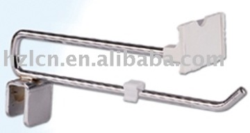 Metal Display Hook with Plastic Label Holder and Double Prong