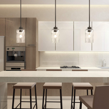 Modern Rustic Farmhouse Glass Shade Pendant Lamp - Industrial Style Iron Pendant Light for Restaurant