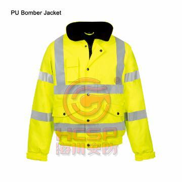 High Visibility PU Bomber Safety Reflective Jacket