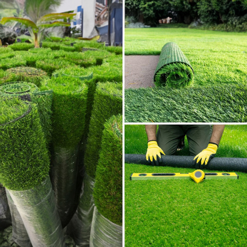 Grama artificial de campo de hóquei com padrões impressos