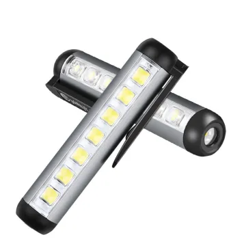 RTS Mini Flashlight: USB Rechargeable, Portable Pen Light with 7 COB LED Torch Lamp and Magnetic Clip