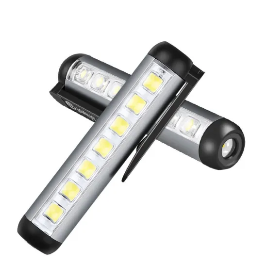 RTS Mini Flashlight: USB Rechargeable, Portable Pen Light with 7 COB LED Torch Lamp and Magnetic Clip