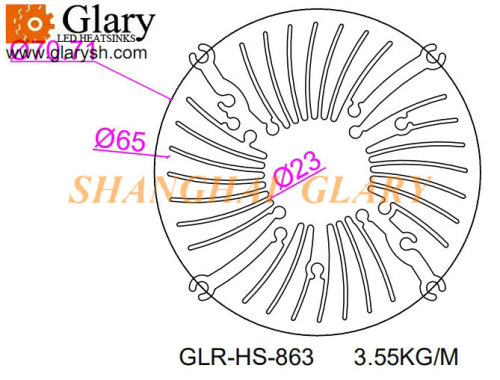 GLR-HS-863 65mm round aluminum led light heatsink