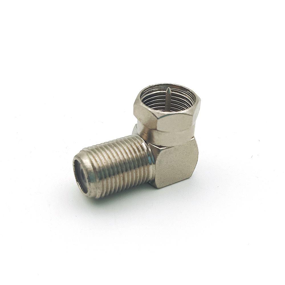 Right Angle Male to Female F-type Coaxial Adapter