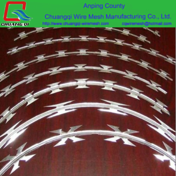galvanized razor barbed wire and stainless steel razor barbed wire mesh