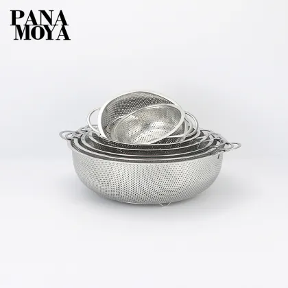 Stainless Steel Round Water Filter Fruit Vegetable Basket Rice Washing Sieve