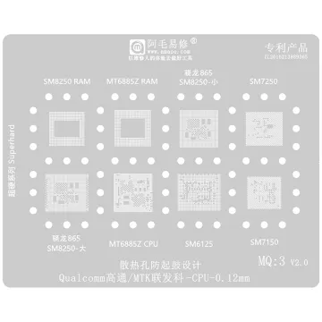 BGA Reballing Stencil for CPU Repair with Tin Mesh Support for Qualcomm MTK and Snapdragon Processors